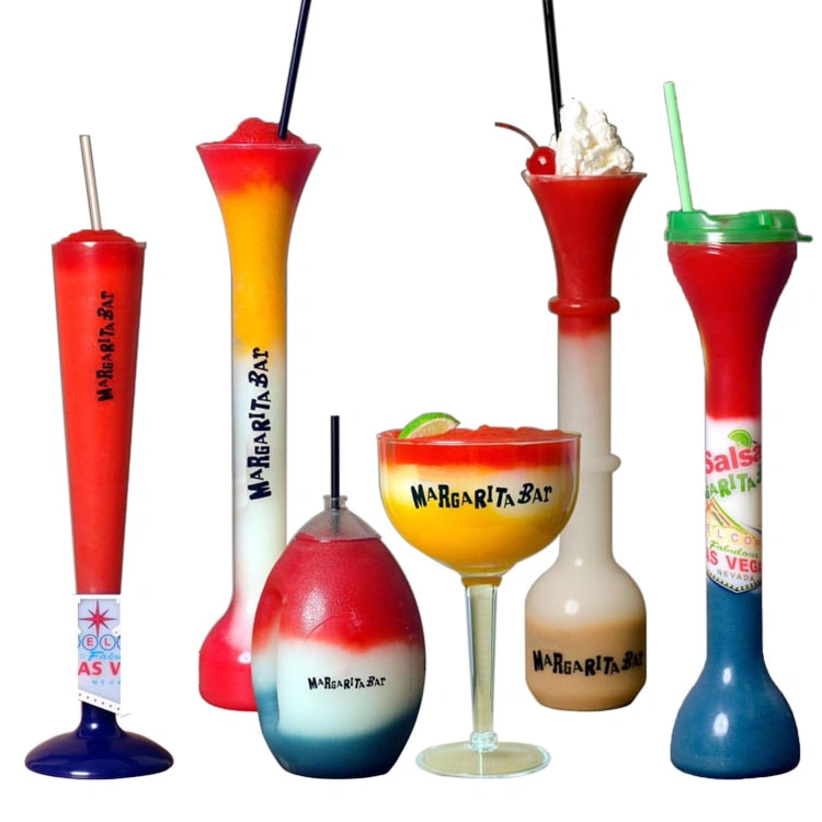 Plastic LED Yard Cup Custom Party Slush Cup Fruit Juice Drinking Slush Yard Cup with Lid and Straw